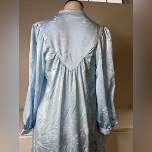 Baby blue Vintage Christian Dior Lounge Wear with floral brocade